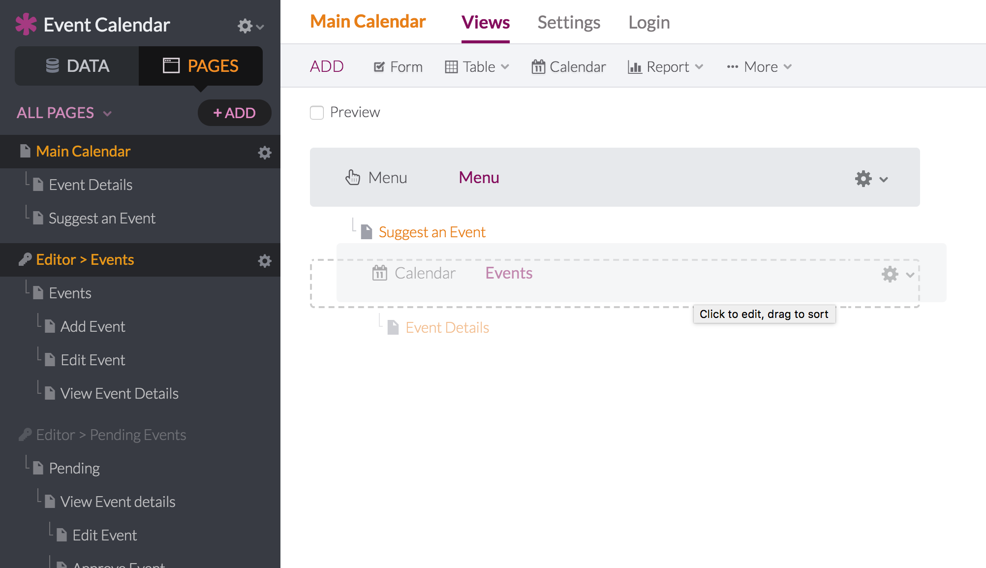 calendars to edit